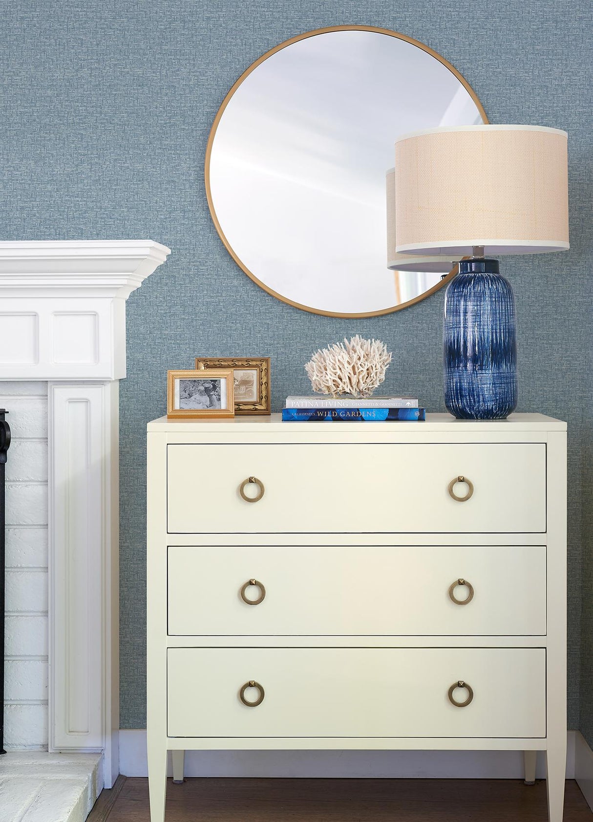 A-Street Prints Minerva Denim Texture Geometric Wallpaper