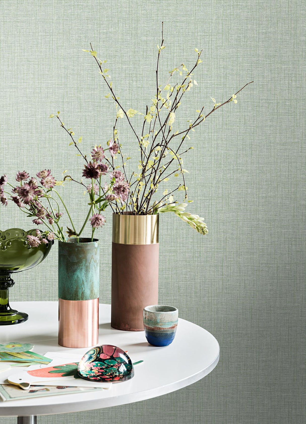 A-Street Prints Lanister Green Texture Wallpaper