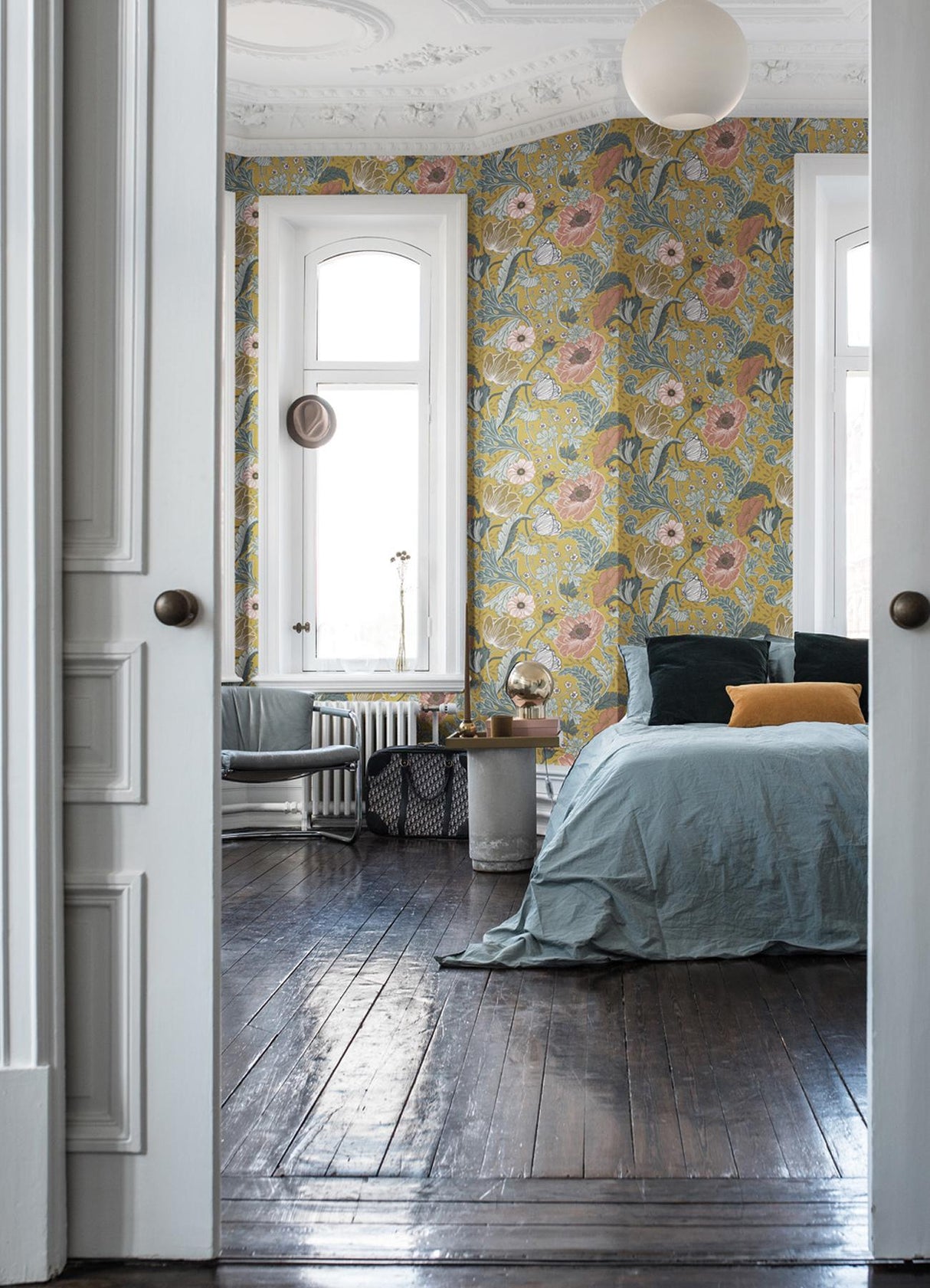 A-Street Prints Anemone Mustard Floral Wallpaper