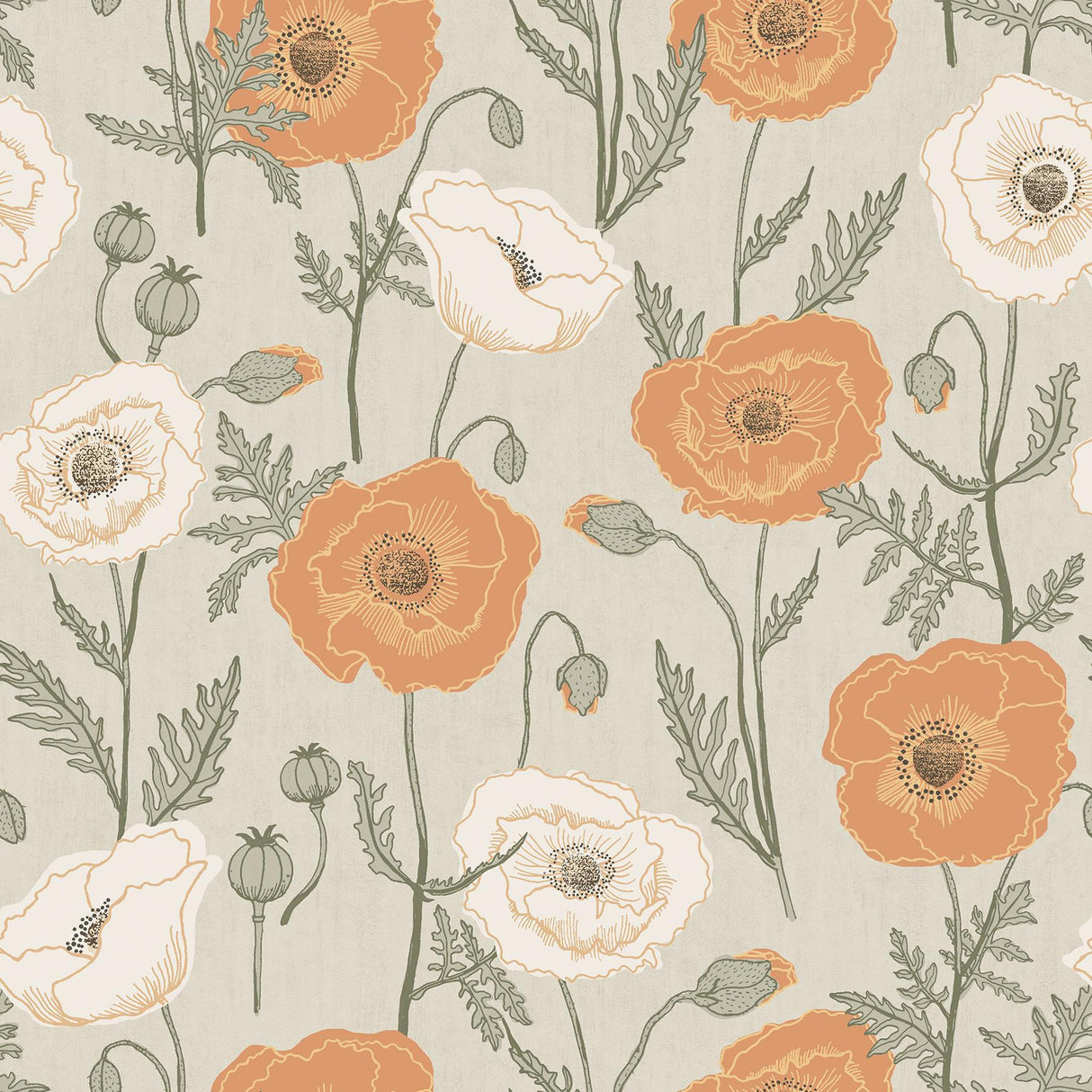 Brewster Home Fashions Spice Poppy Field Peel & Stick Wallpaper