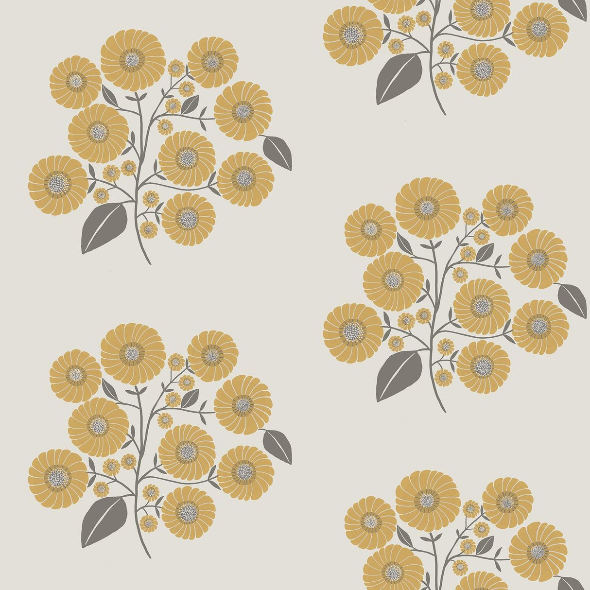 Brewster Home Fashions Mustard Grey StrawFlower Peel & Stick Wallpaper