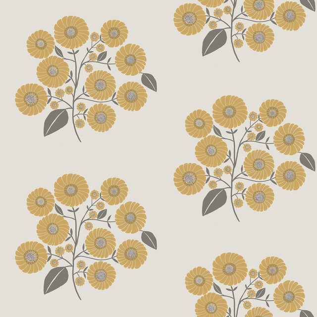 Brewster Home Fashions Mustard Grey StrawFlower Peel & Stick Wallpaper