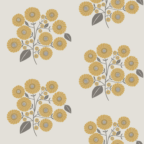 Brewster Home Fashions Mustard Grey StrawFlower Peel & Stick Wallpaper
