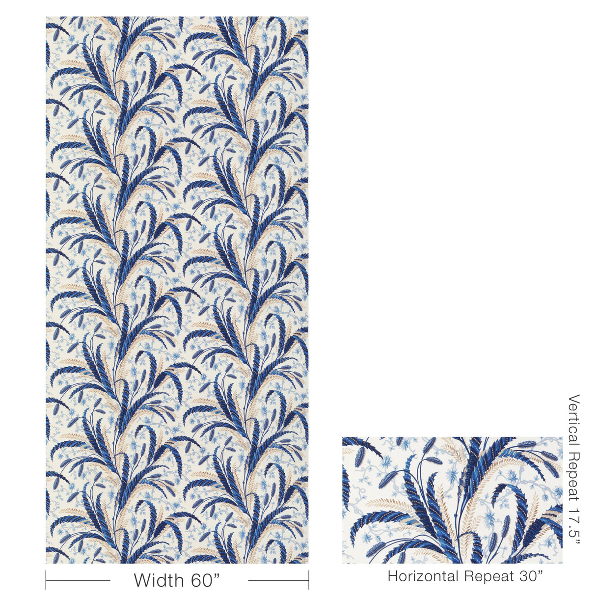 Brunschwig & Fils VERNAY PRINT BLUE Fabric