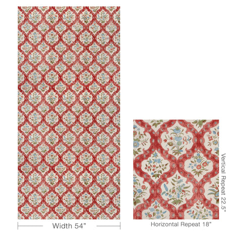 Brunschwig & Fils VENTOUX PRINT RED/BLUE Fabric