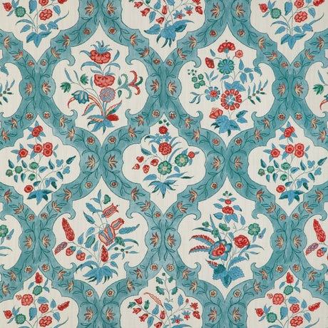 Brunschwig & Fils VENTOUX PRINT TEAL/ROSE Fabric