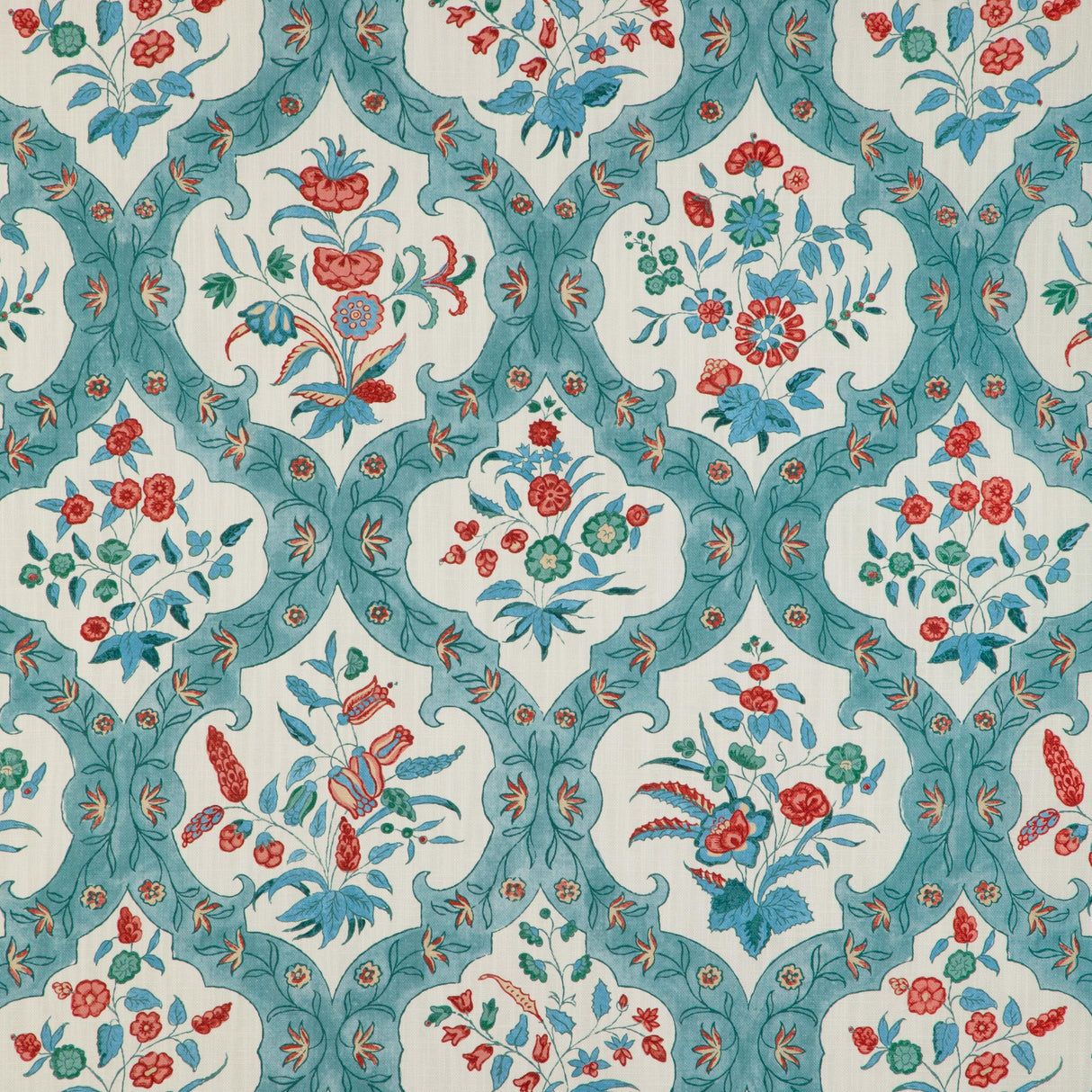 Brunschwig & Fils VENTOUX PRINT TEAL/ROSE Fabric