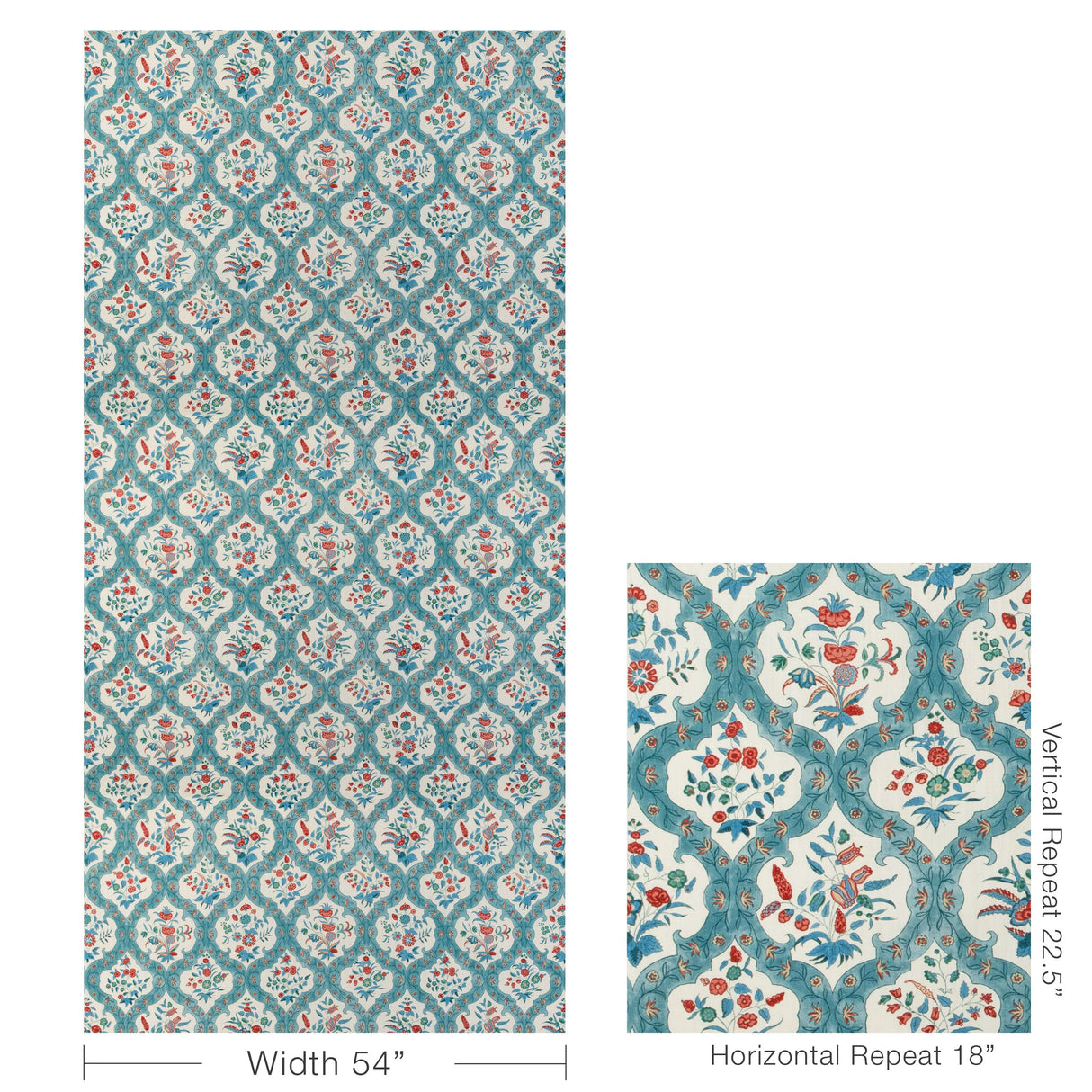 Brunschwig & Fils VENTOUX PRINT TEAL/ROSE Fabric