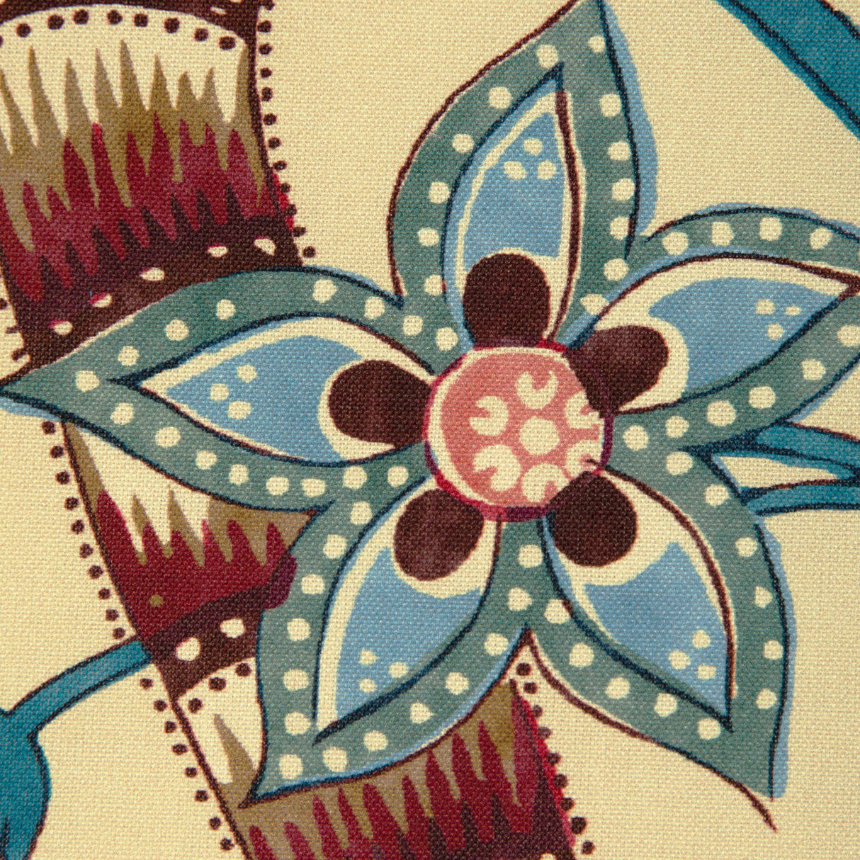 Brunschwig & Fils CADENET PRINT BEIGE/TEAL Fabric