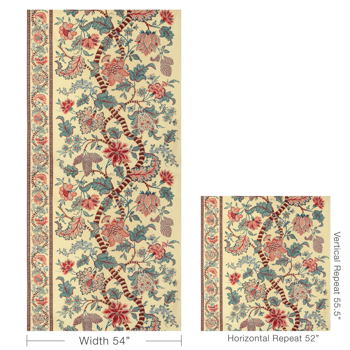 Brunschwig & Fils CADENET PRINT BEIGE/TEAL Fabric