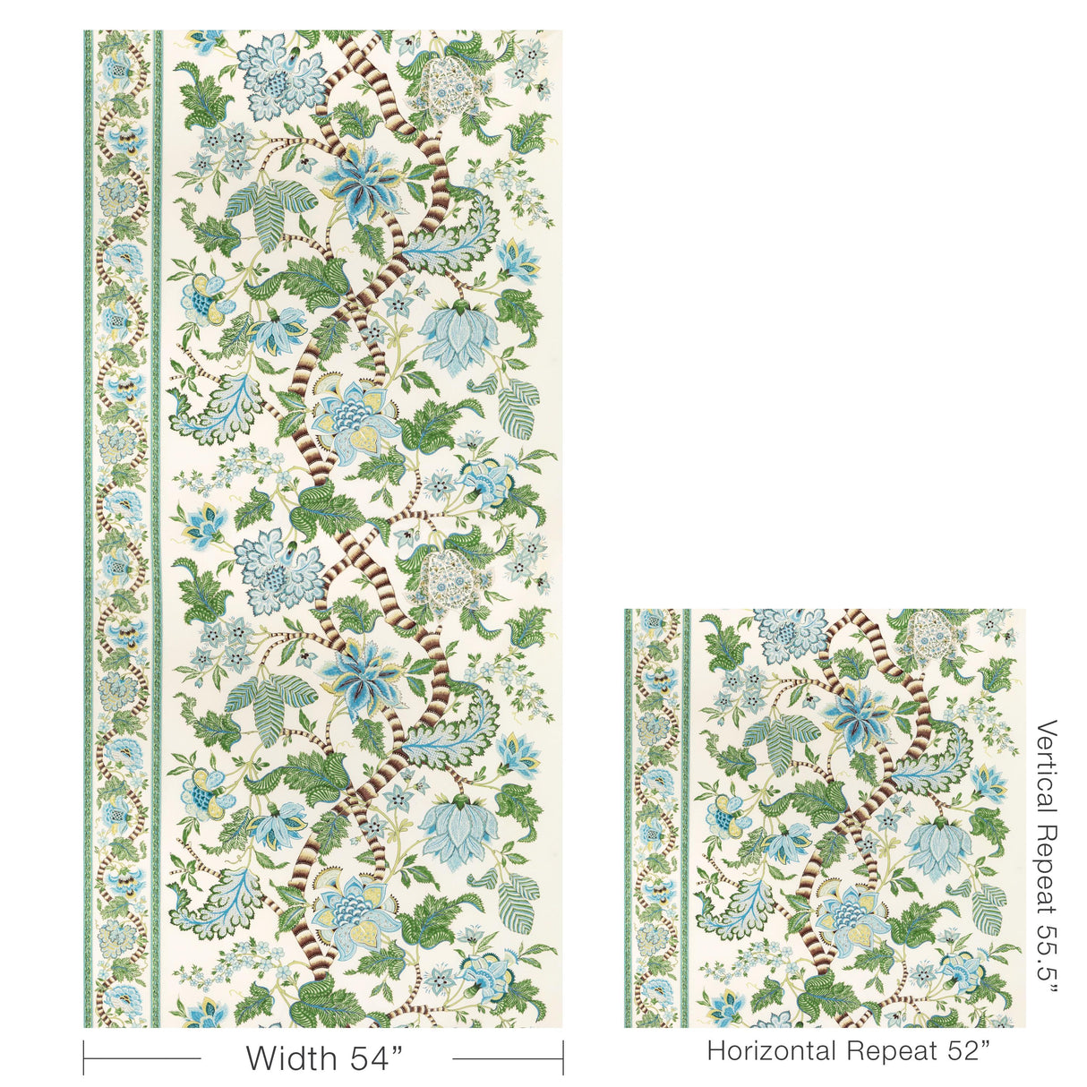 Brunschwig & Fils CADENET PRINT AQUA/LEAF Fabric