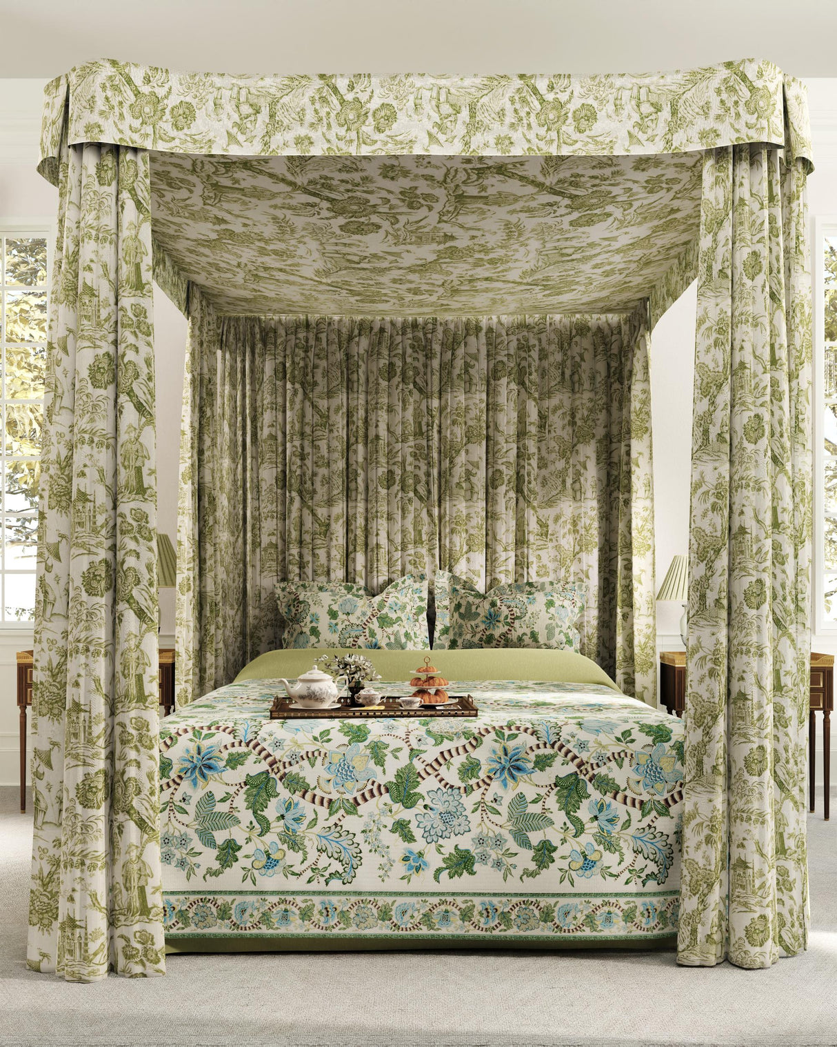 Brunschwig & Fils CADENET PRINT AQUA/LEAF Fabric