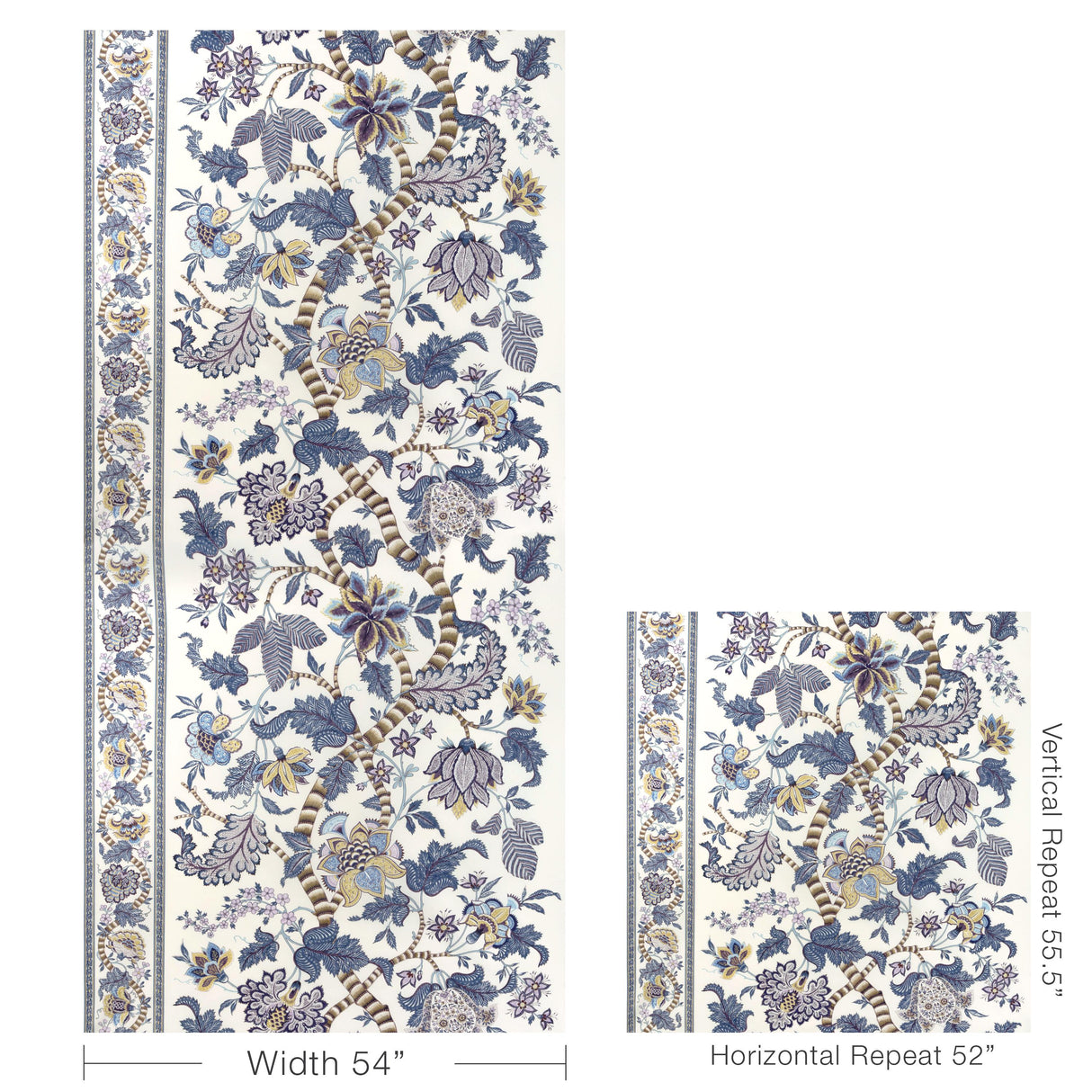 Brunschwig & Fils CADENET PRINT BLUE/GOLD Fabric