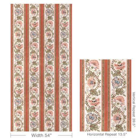 Brunschwig & Fils LAURIS PRINT APRICOT/SAGE Fabric