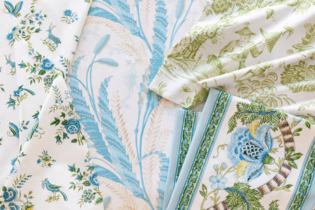 Brunschwig & Fils LAURIS PRINT AQUA/LEAF Fabric