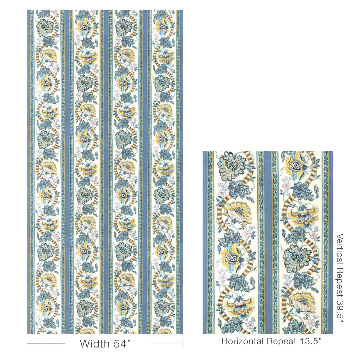 Brunschwig & Fils LAURIS PRINT BLUE/GOLD Fabric