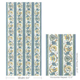 Brunschwig & Fils LAURIS PRINT BLUE/GOLD Fabric