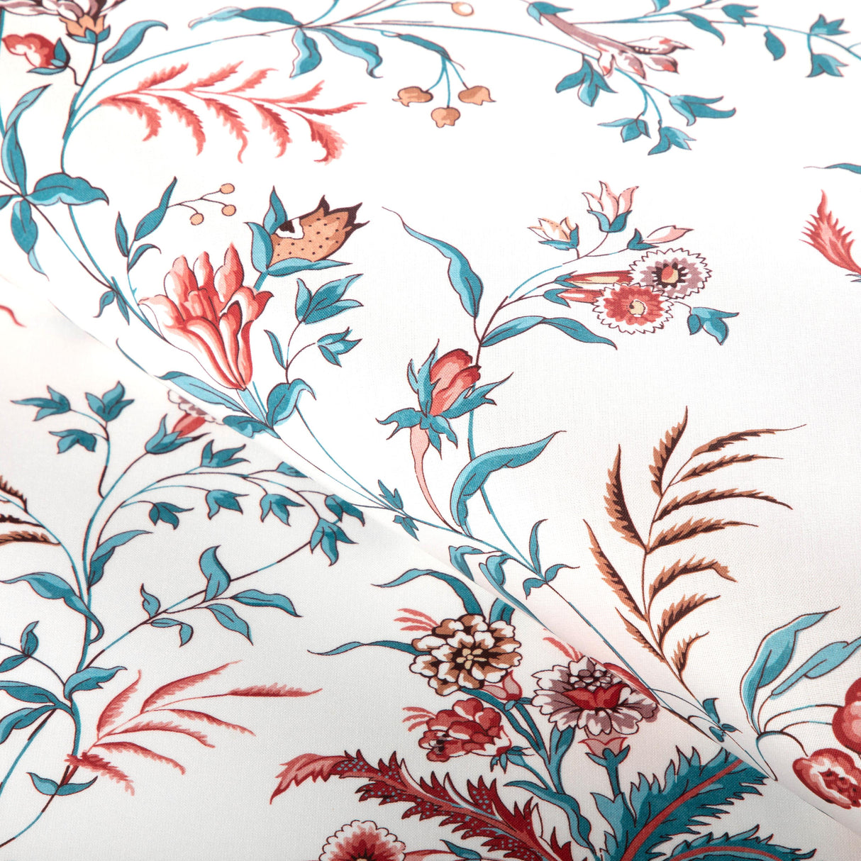 Brunschwig & Fils CHANCAY PRINT TEAL/ROSE Fabric