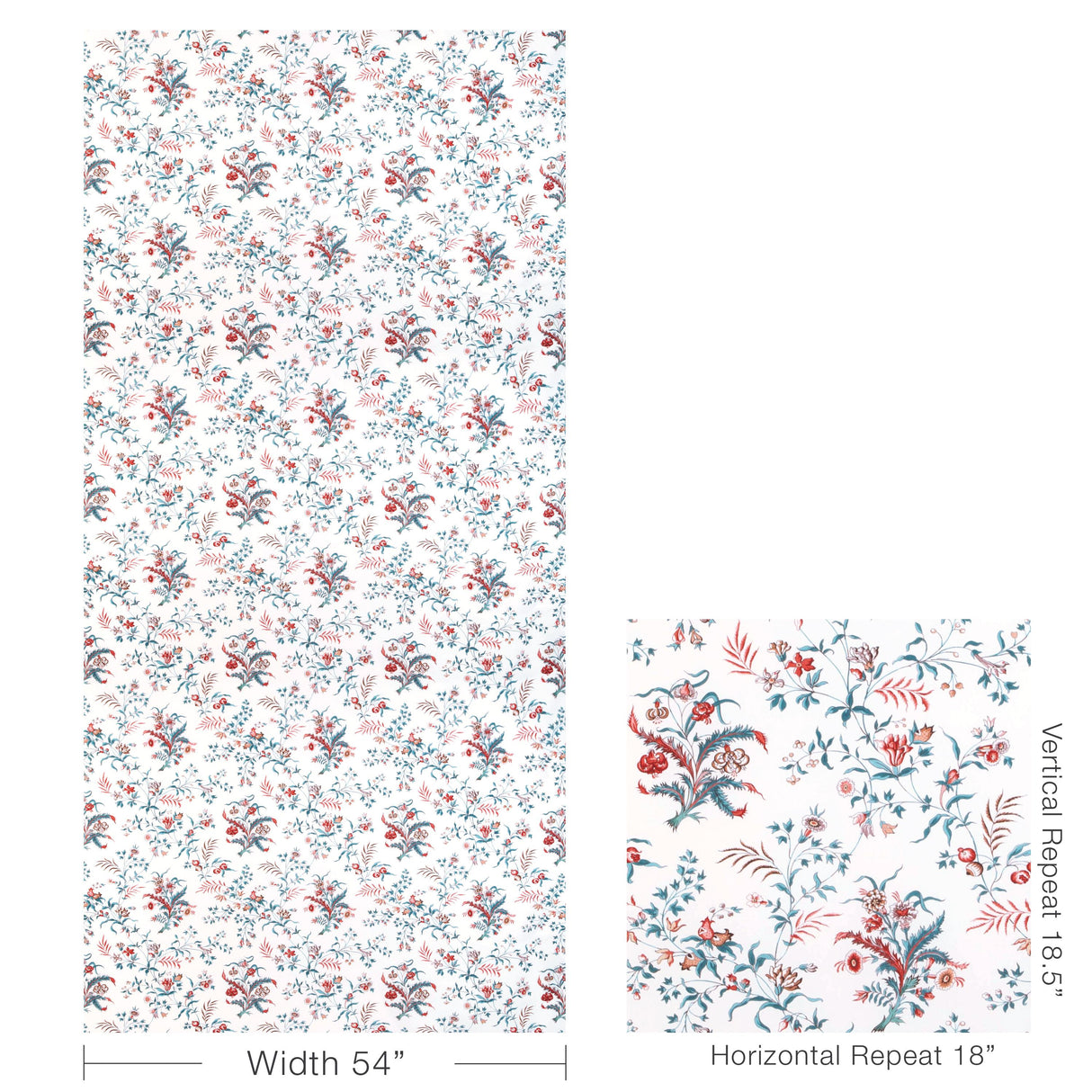 Brunschwig & Fils CHANCAY PRINT TEAL/ROSE Fabric