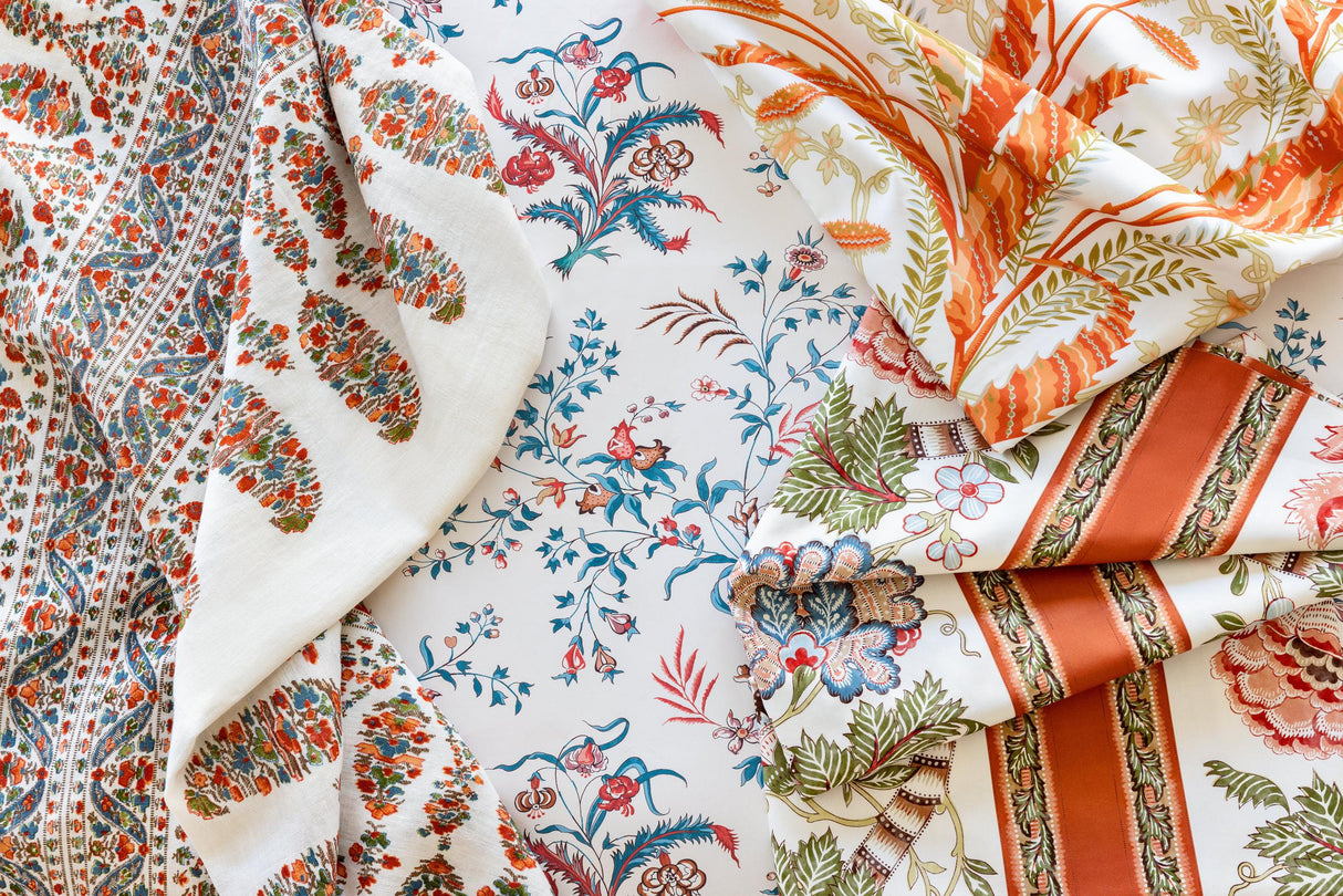 Brunschwig & Fils VISAN PRINT SKY/CORAL Fabric