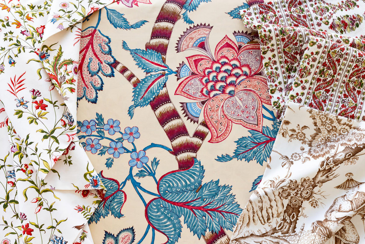 Brunschwig & Fils VISAN PRINT ROSE/LEAF Fabric