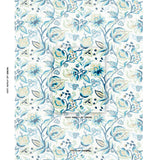 Schumacher Alexandra Vine Linen Navy & Leaf Fabric