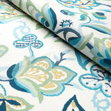 Schumacher Alexandra Vine Linen Navy & Leaf Fabric