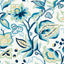 Schumacher Alexandra Vine Linen Navy & Leaf Fabric