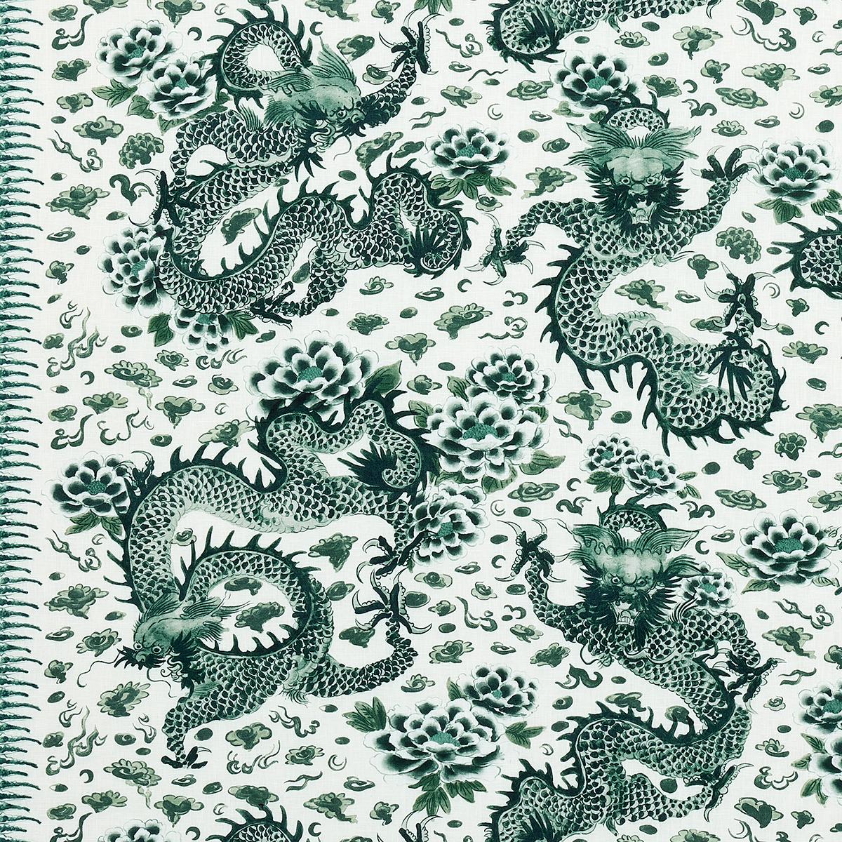 Schumacher Empress Dragon Emerald Fabric