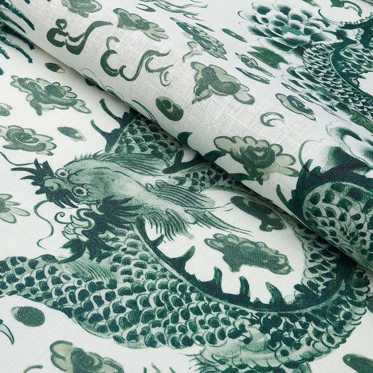 Schumacher Empress Dragon Emerald Fabric