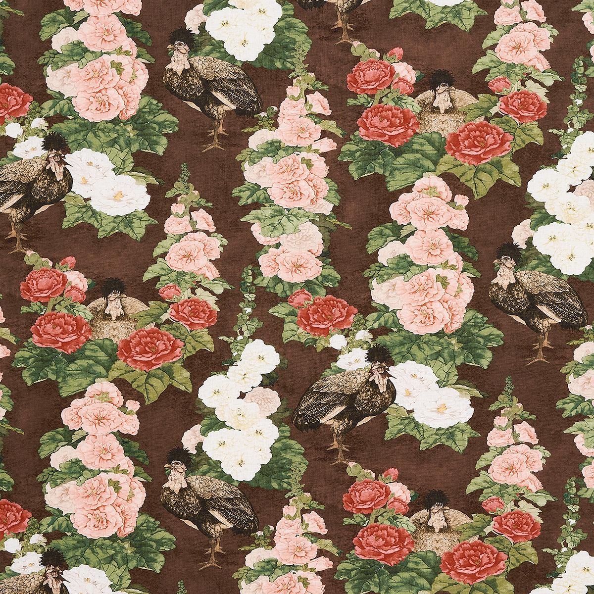 Schumacher Lady Hollyhock Brown Fabric