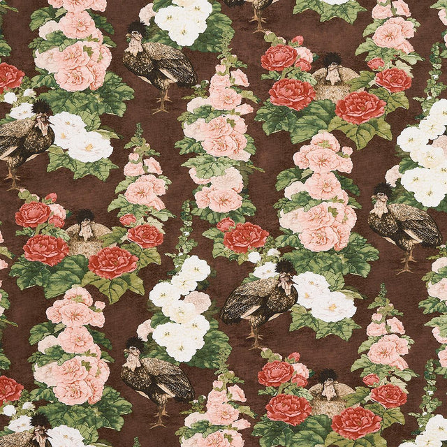 Schumacher Lady Hollyhock Brown Fabric
