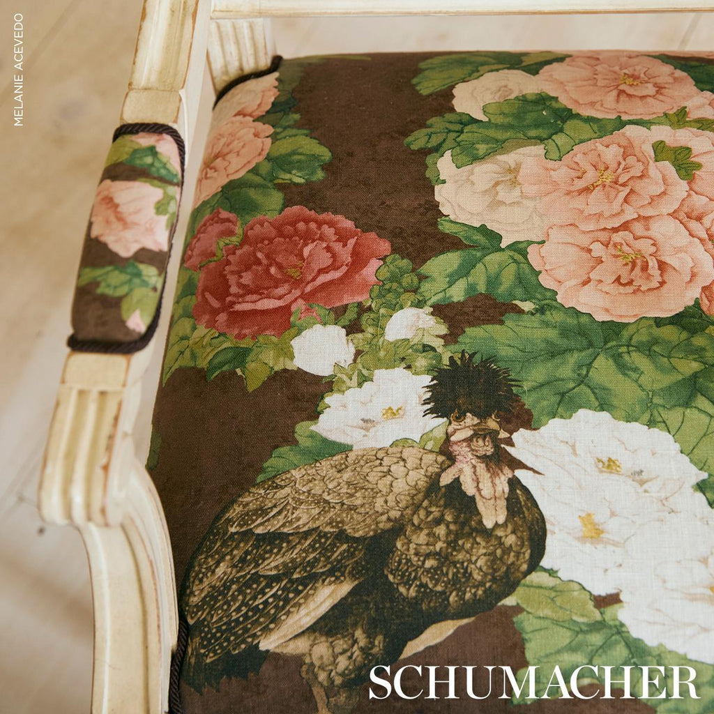 Schumacher Lady Hollyhock Brown Fabric