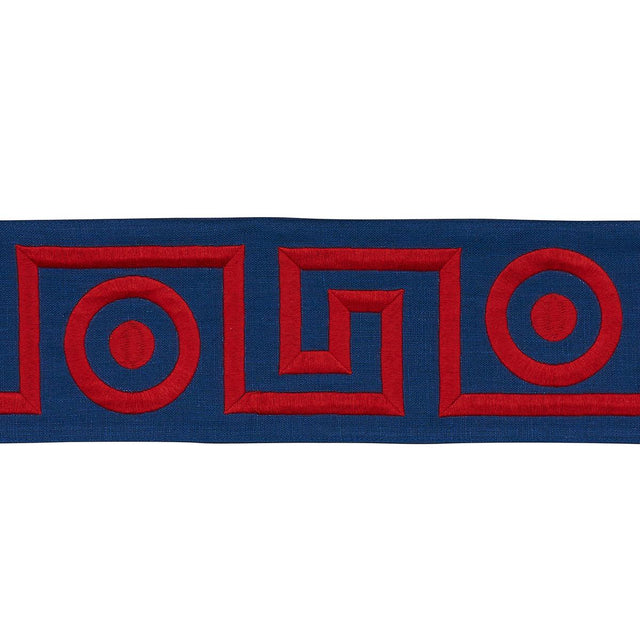 Schumacher Plato Tape Navy And Red Trim