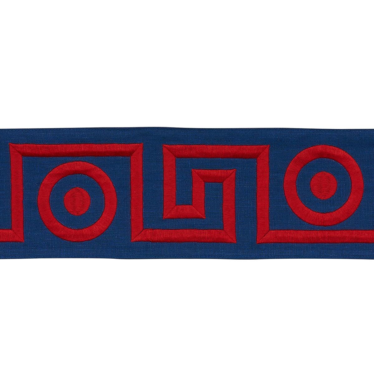 Schumacher Plato Tape Navy And Red Trim