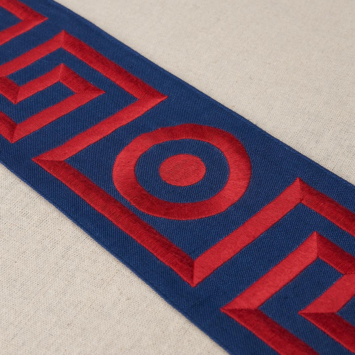 Schumacher Plato Tape Navy And Red Trim