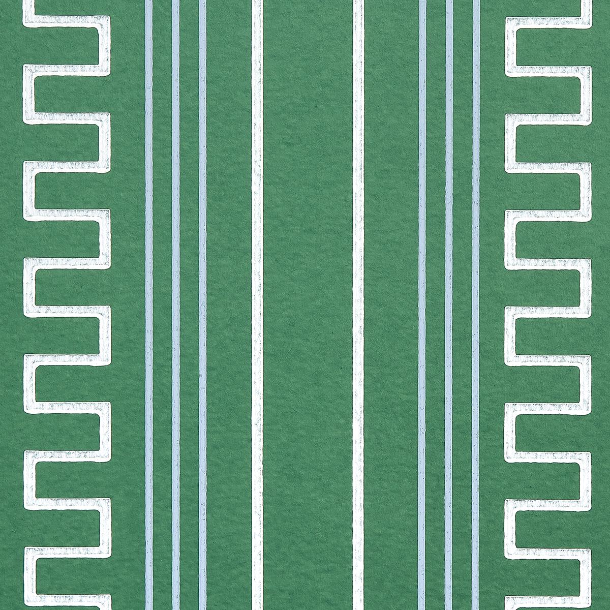 Schumacher Greco Stripe Green Wallpaper