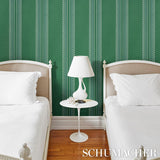 Schumacher Greco Stripe Green Wallpaper