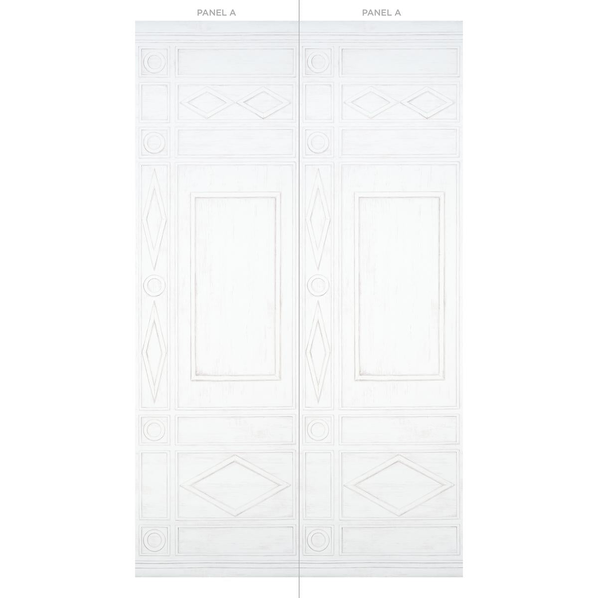 Schumacher Swedish Manor Panel A White Wallpaper