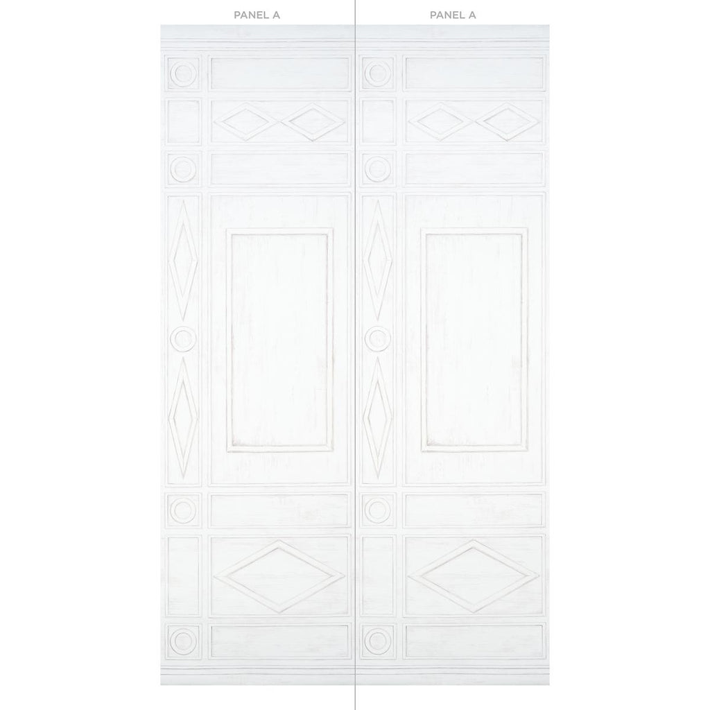 Schumacher Swedish Manor Panel A White Wallpaper