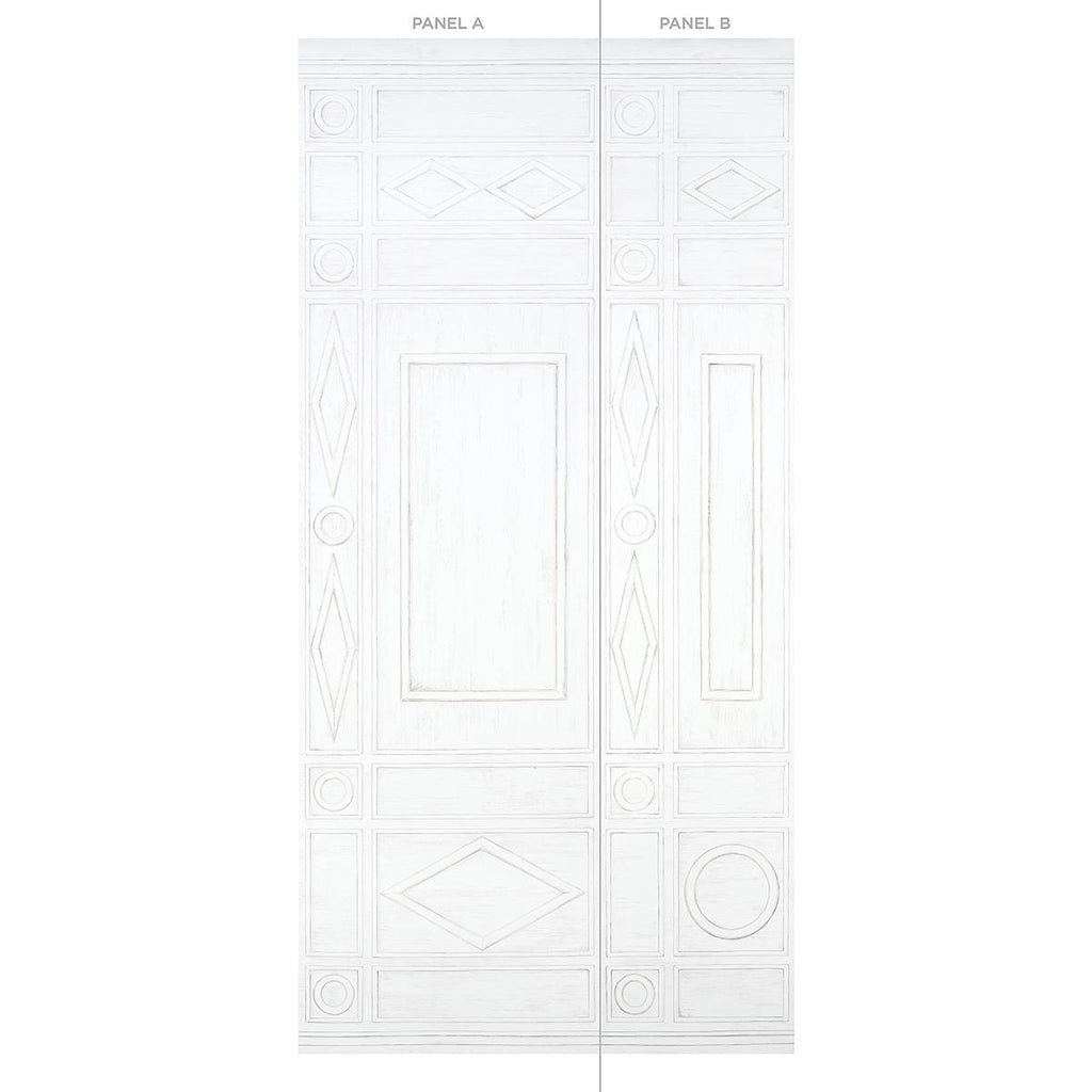 Schumacher Swedish Manor Panel A White Wallpaper