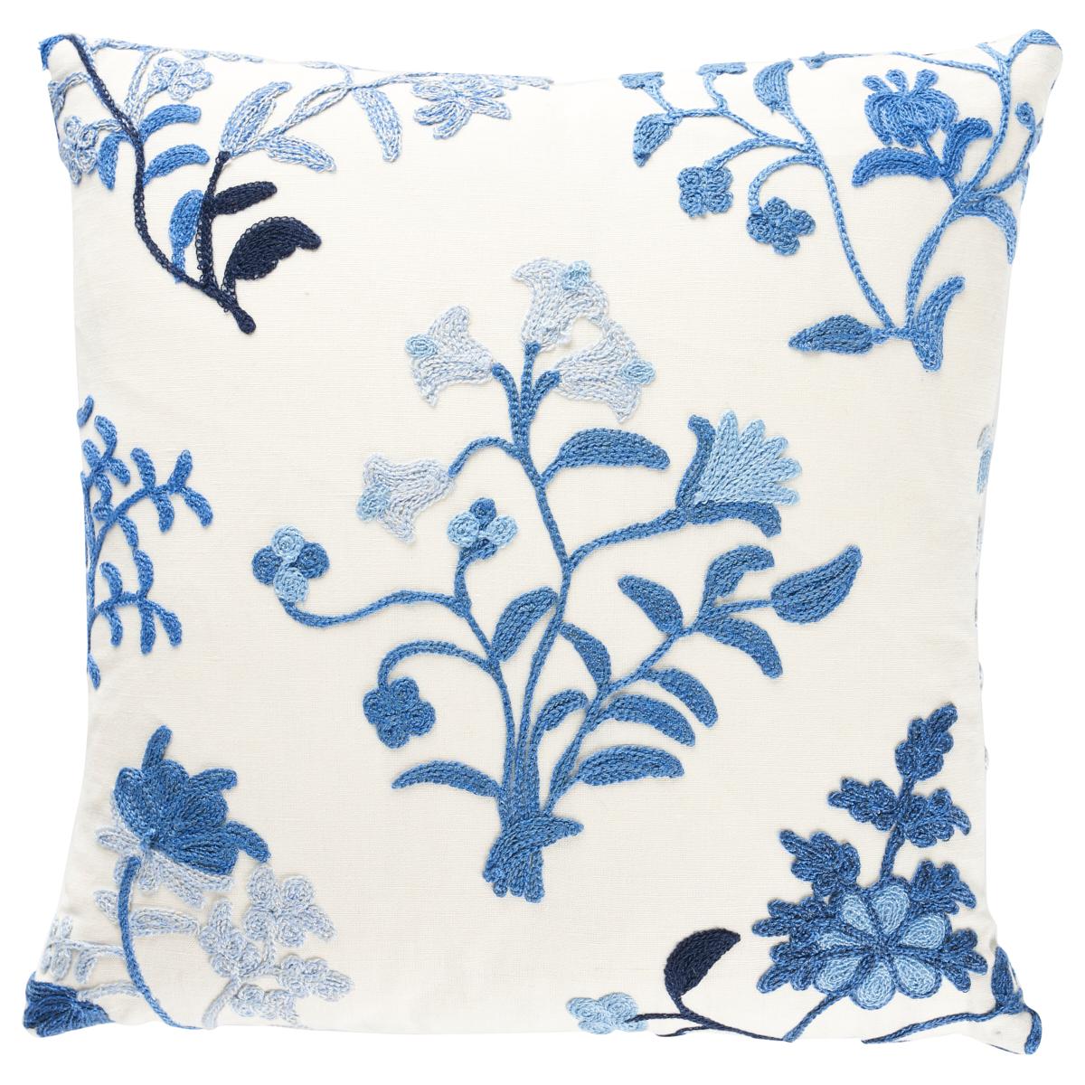 Schumacher Cornflower 14" x 14" Raleigh Crewel Embroidery Pillow A