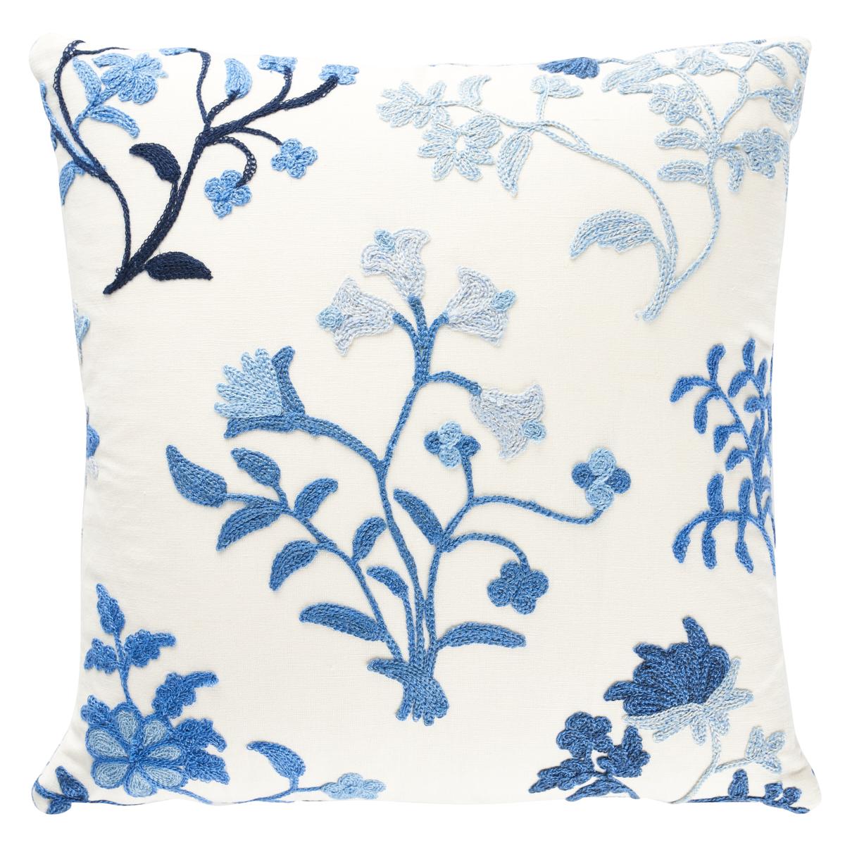 Schumacher Cornflower 14" x 14" Raleigh Crewel Embroidery Pillow A