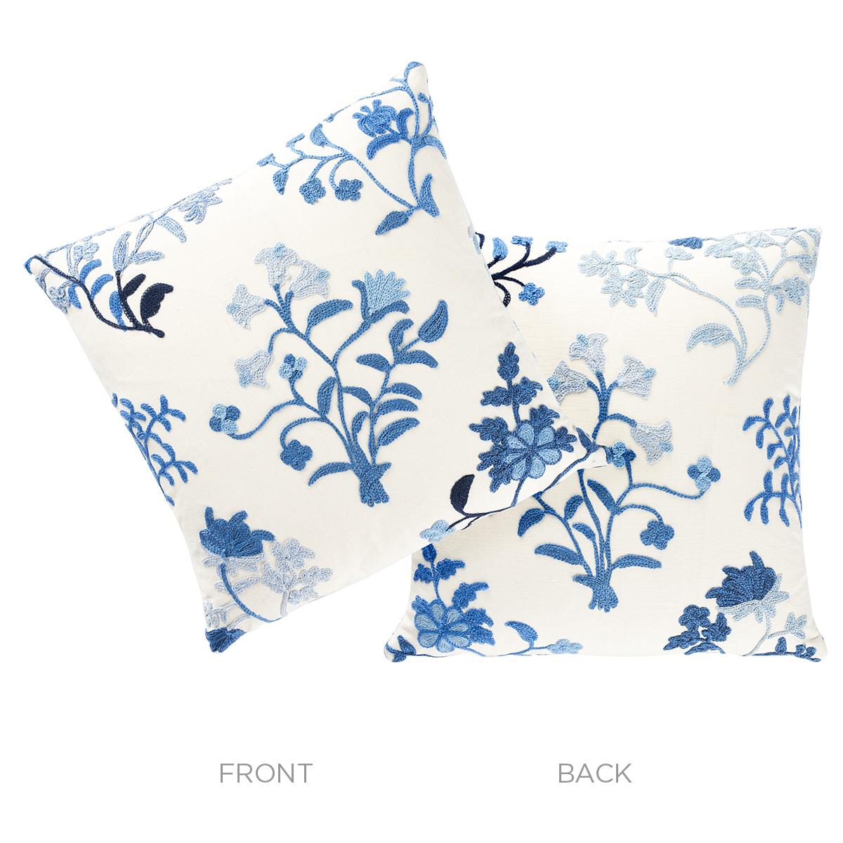 Schumacher Cornflower 14" x 14" Raleigh Crewel Embroidery Pillow A
