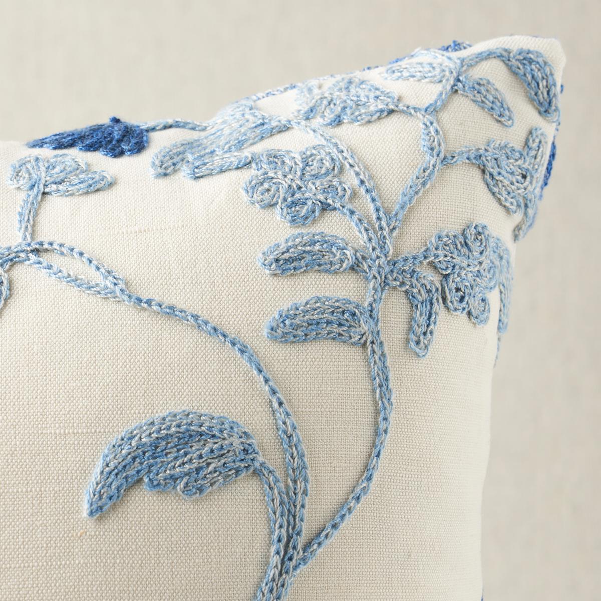 Schumacher Cornflower 14" x 14" Raleigh Crewel Embroidery Pillow A