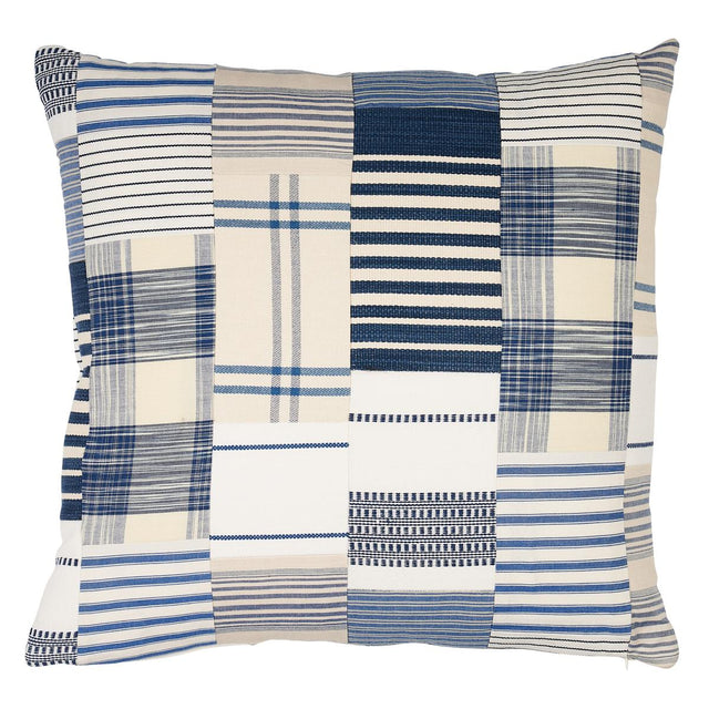Schumacher Indigo 22" x 22" Carlisle Patchwork Pillow