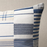 Schumacher Indigo 22" x 22" Carlisle Patchwork Pillow
