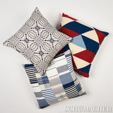 Schumacher Indigo 22" x 22" Carlisle Patchwork Pillow