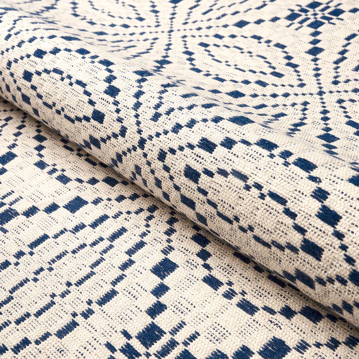 Schumacher Francestown Coverlet Navy Fabric