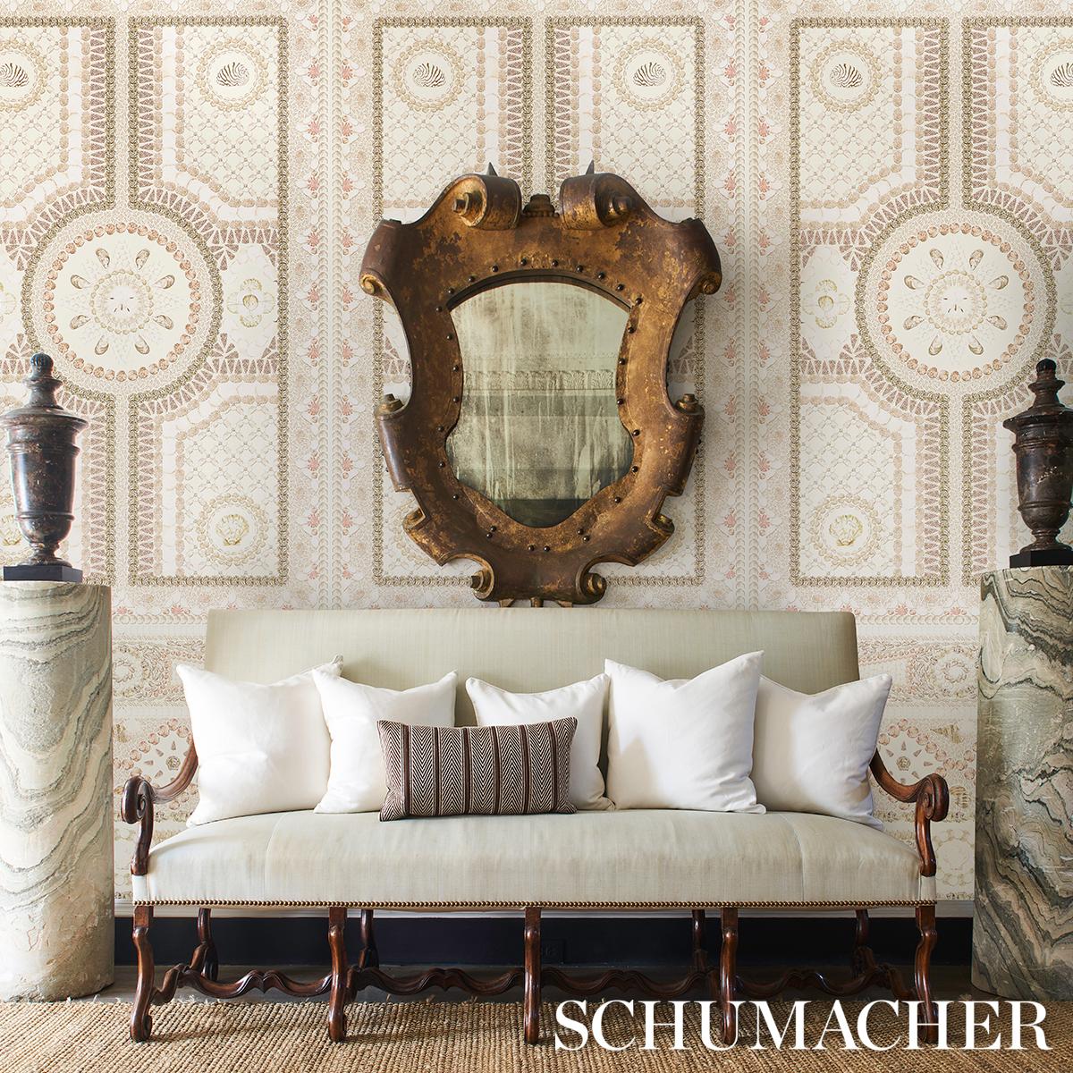 Schumacher Shell Grotto Panel A Sand Wallpaper